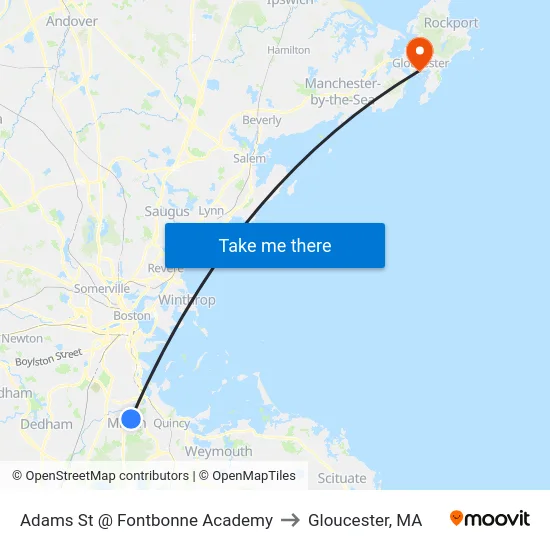 Adams St @ Fontbonne Academy to Gloucester, MA map