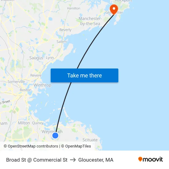 Broad St @ Commercial St to Gloucester, MA map