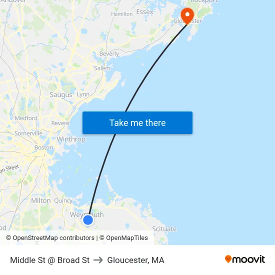 Middle St @ Broad St to Gloucester, MA map