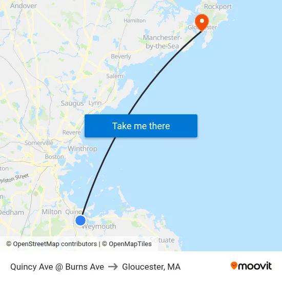 Quincy Ave @ Burns Ave to Gloucester, MA map