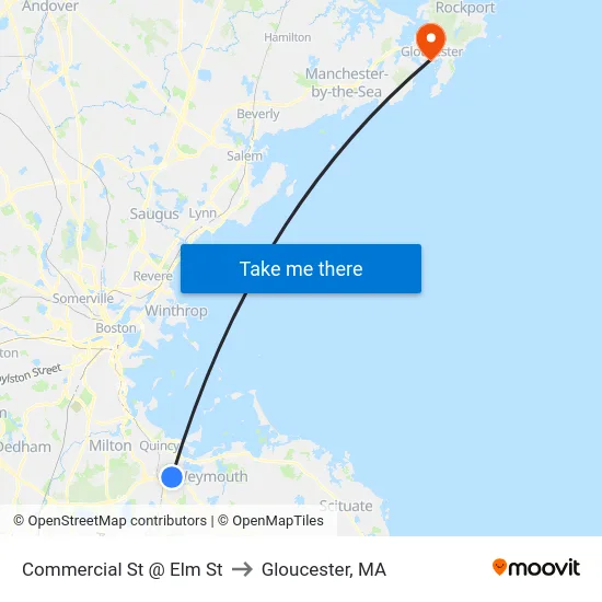 Commercial St @ Elm St to Gloucester, MA map