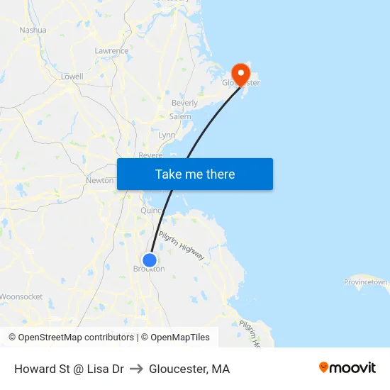 Howard St @ Lisa Dr to Gloucester, MA map