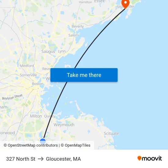 327 North St to Gloucester, MA map