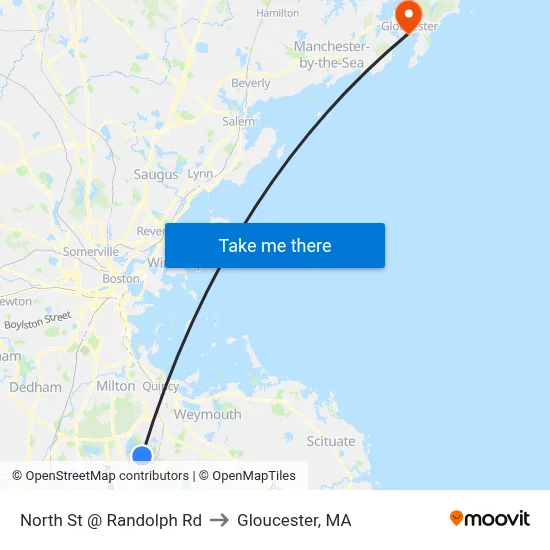 North St @ Randolph Rd to Gloucester, MA map