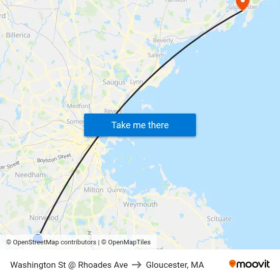 Washington St @ Rhoades Ave to Gloucester, MA map
