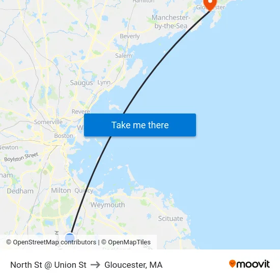 North St @ Union St to Gloucester, MA map