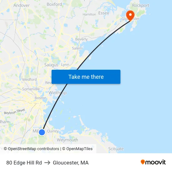 80 Edge Hill Rd to Gloucester, MA map