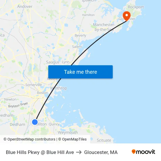 Blue Hills Pkwy @ Blue Hill Ave to Gloucester, MA map