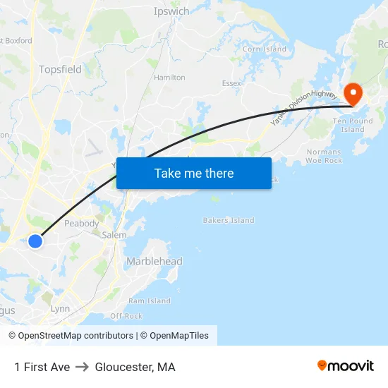 1 First Ave to Gloucester, MA map