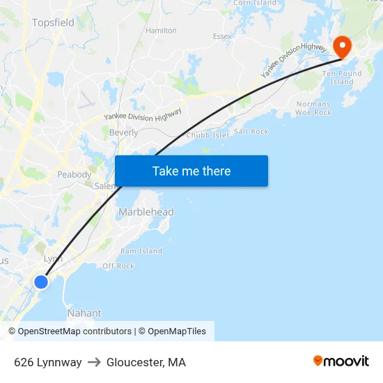 626 Lynnway to Gloucester, MA map