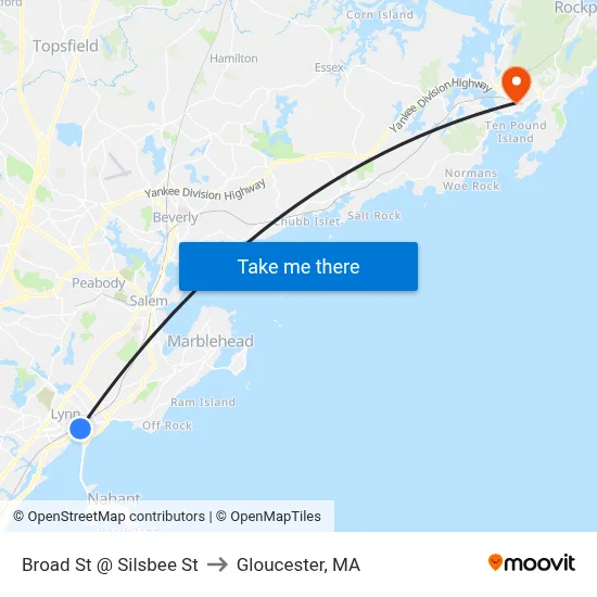 Broad St @ Silsbee St to Gloucester, MA map
