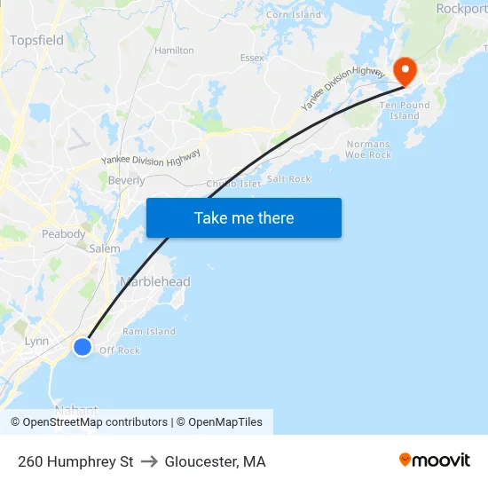 260 Humphrey St to Gloucester, MA map