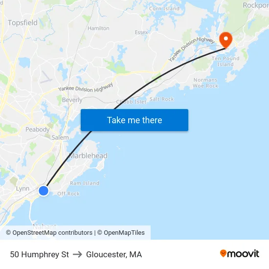50 Humphrey St to Gloucester, MA map