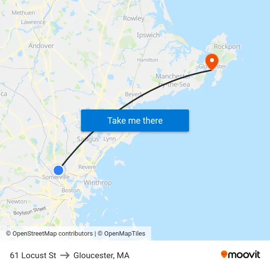 61 Locust St to Gloucester, MA map