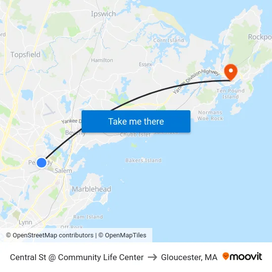 Central St @ Community Life Center to Gloucester, MA map