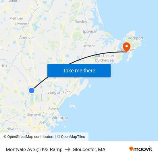 Montvale Ave @ I93 Ramp to Gloucester, MA map