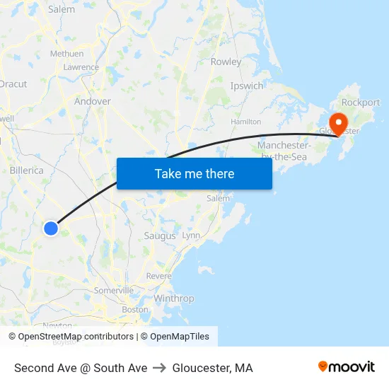 Second Ave @ South Ave to Gloucester, MA map