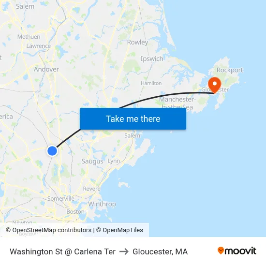 Washington St @ Carlena Ter to Gloucester, MA map
