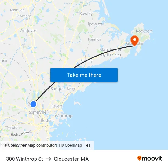 300 Winthrop St to Gloucester, MA map