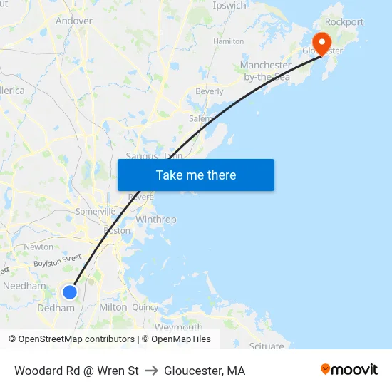 Woodard Rd @ Wren St to Gloucester, MA map