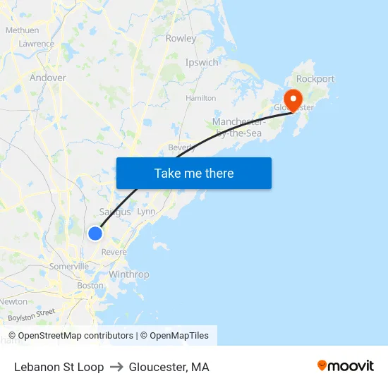 Lebanon St Loop to Gloucester, MA map