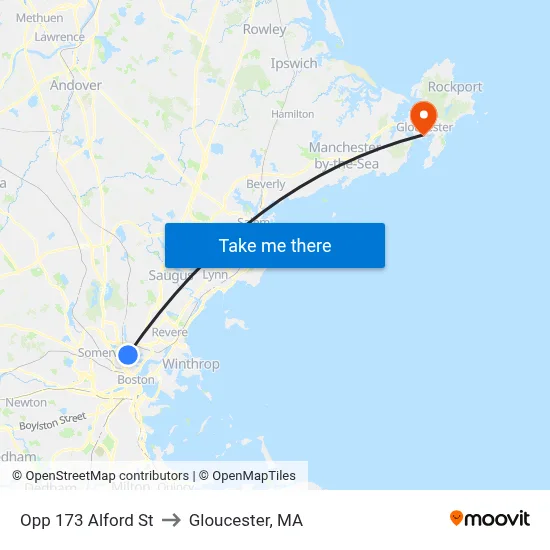 Opp 173 Alford St to Gloucester, MA map