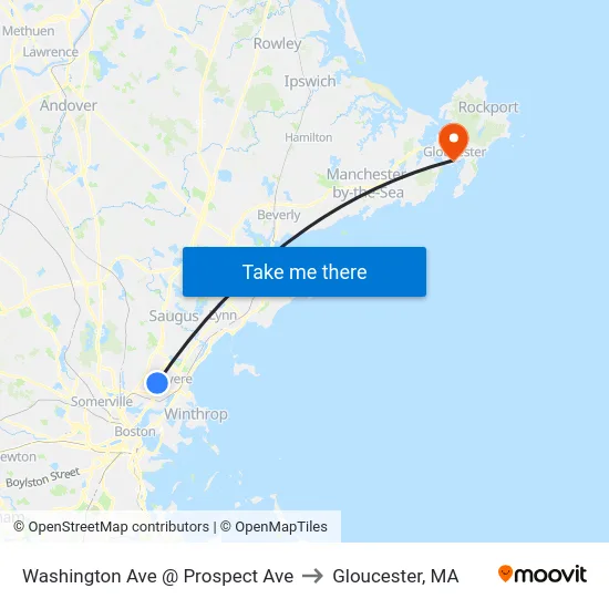 Washington Ave @ Prospect Ave to Gloucester, MA map