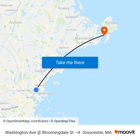 Washington Ave @ Bloomingdale St to Gloucester, MA map