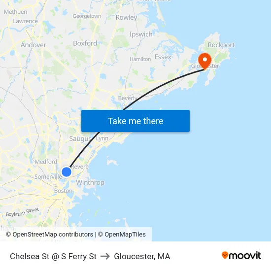 Chelsea St @ S Ferry St to Gloucester, MA map