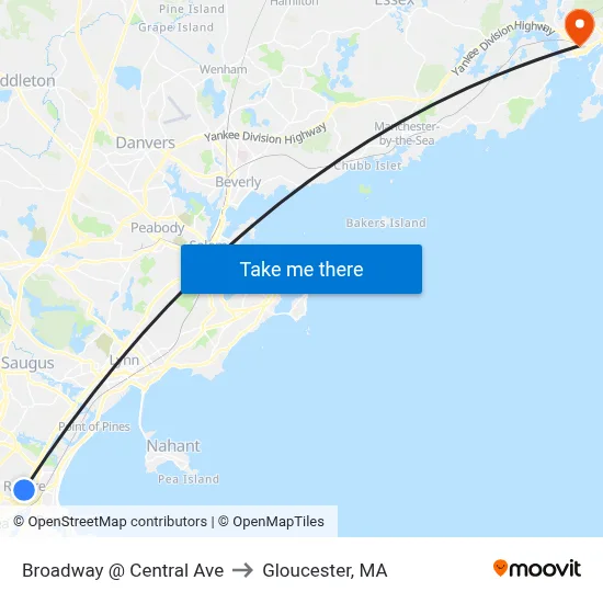 Broadway @ Central Ave to Gloucester, MA map