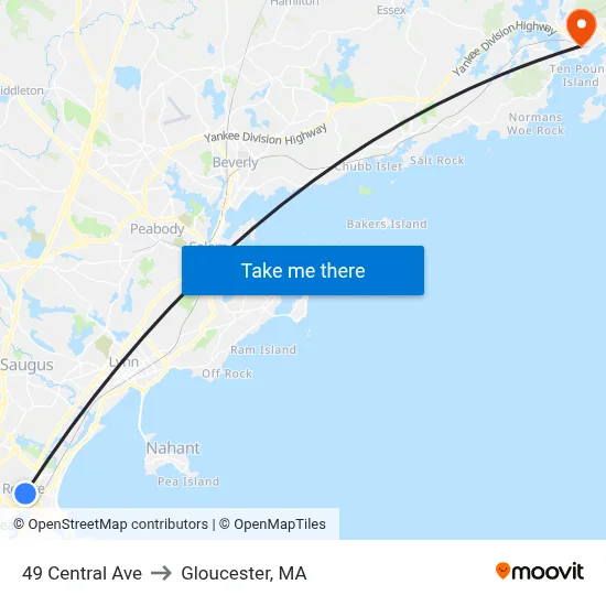 49 Central Ave to Gloucester, MA map