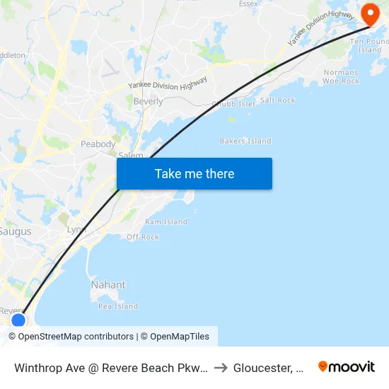 Winthrop Ave @ Revere Beach Pkway to Gloucester, MA map