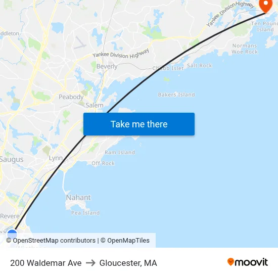 200 Waldemar Ave to Gloucester, MA map