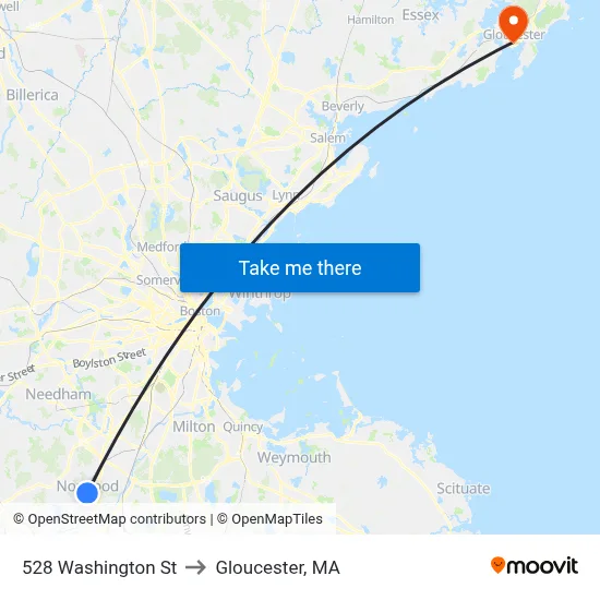 528 Washington St to Gloucester, MA map