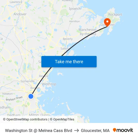 Washington St @ Melnea Cass Blvd to Gloucester, MA map