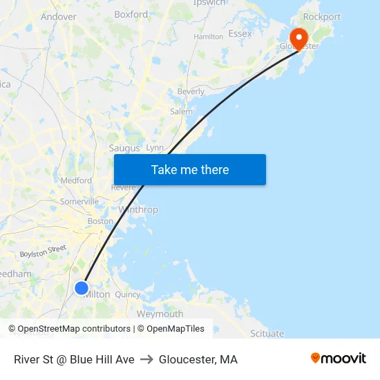 River St @ Blue Hill Ave to Gloucester, MA map