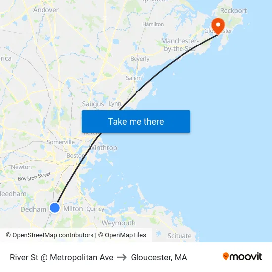 River St @ Metropolitan Ave to Gloucester, MA map