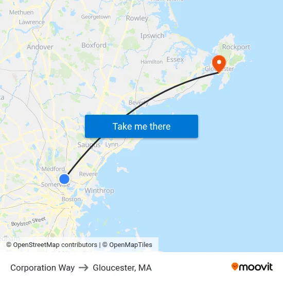 Corporation Way to Gloucester, MA map