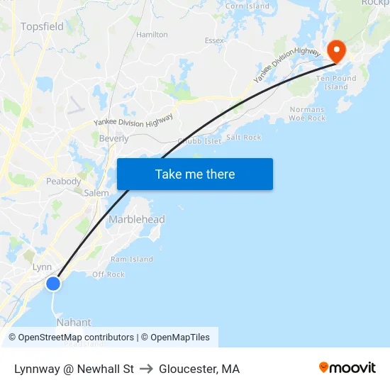 Lynnway @ Newhall St to Gloucester, MA map
