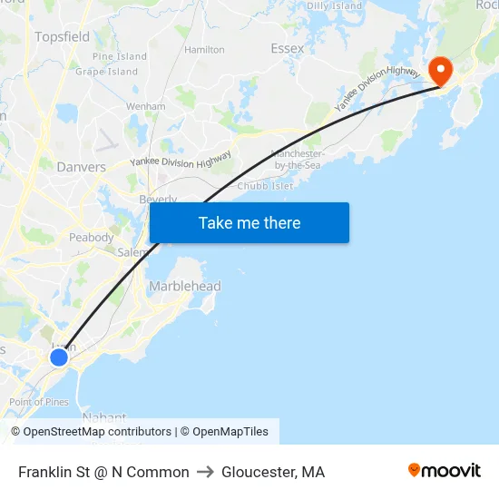 Franklin St @ N Common to Gloucester, MA map