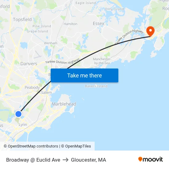 Broadway @ Euclid Ave to Gloucester, MA map