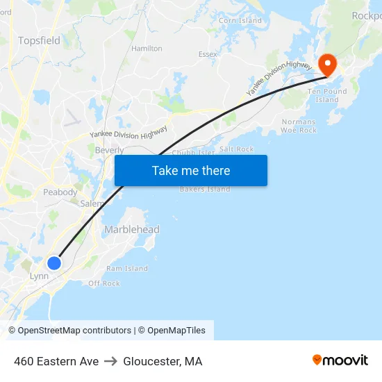 460 Eastern Ave to Gloucester, MA map