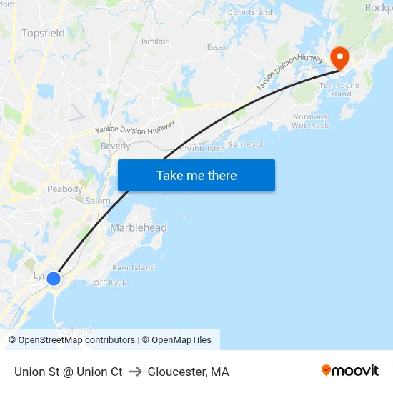 Union St @ Union Ct to Gloucester, MA map