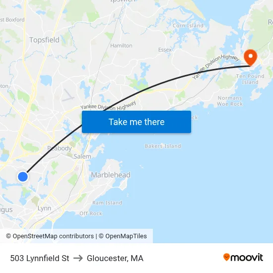 503 Lynnfield St to Gloucester, MA map