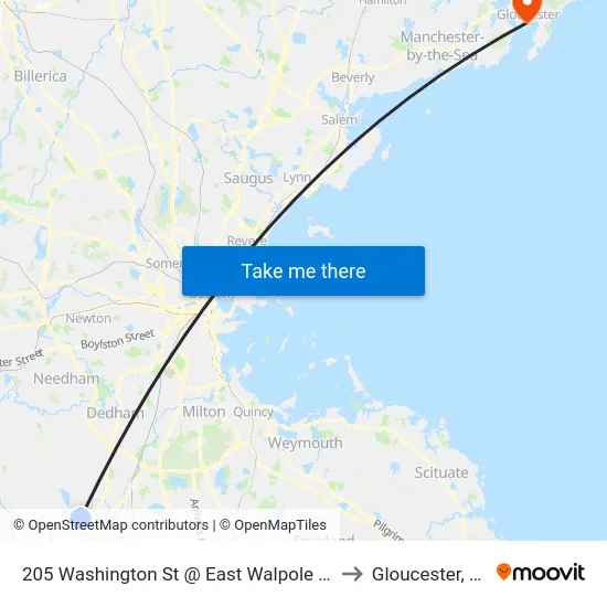 205 Washington St @ East Walpole Loop to Gloucester, MA map