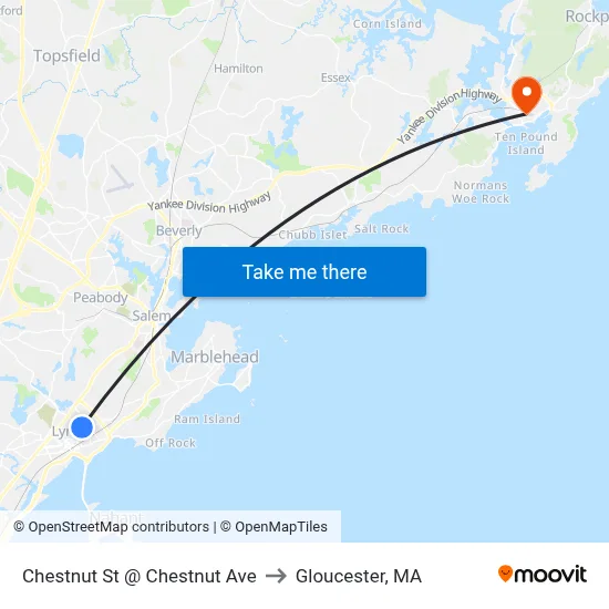 Chestnut St @ Chestnut Ave to Gloucester, MA map