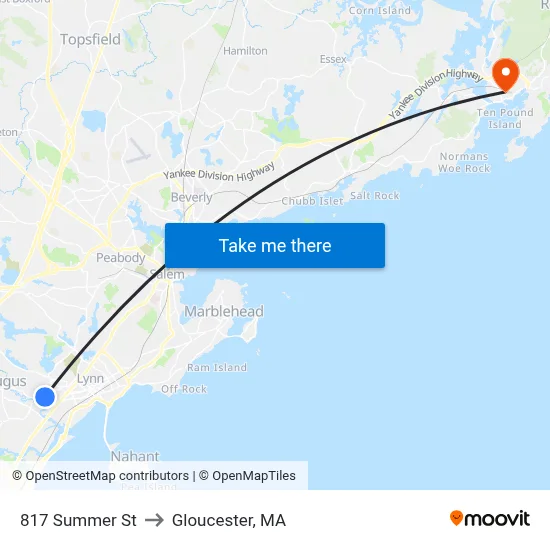 817 Summer St to Gloucester, MA map
