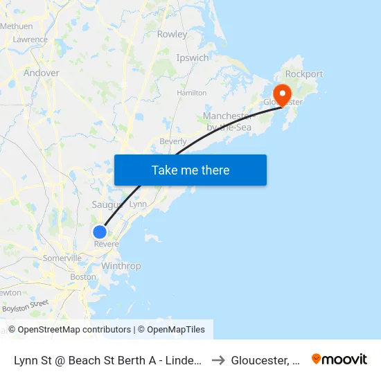 Lynn St @ Beach St Berth A - Linden Sq to Gloucester, MA map