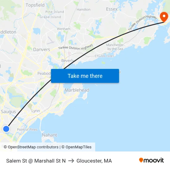 Salem St @ Marshall St N to Gloucester, MA map