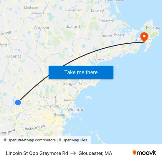 Lincoln St Opp Graymore Rd to Gloucester, MA map